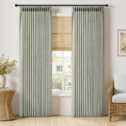 MIULEE Pinch Pleated Linen Curtains 90 Inches Long 2 Panels Natural