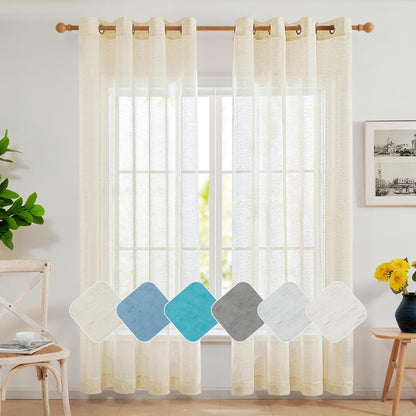 Deconovo Light Filtering Sheer Curtains 72 Inches Long for Living Room