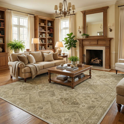 GENIMO 8x10 Washable Area Rugs for Living Room, Non Slip, Taupe Brown