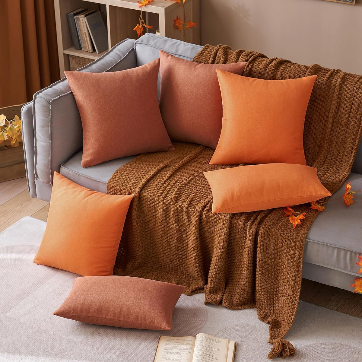 MIULEE Decorative Outdoor Pillow Covers Fall 18x18 Rust