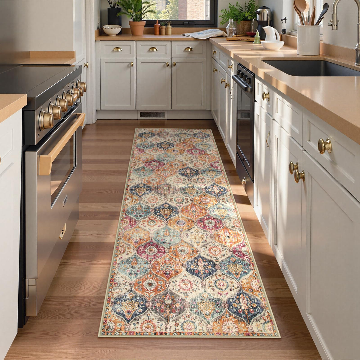 Lahome Moroccan Kitchen Rugs Non Slip Washable, 2x4 Rugs for Entryway