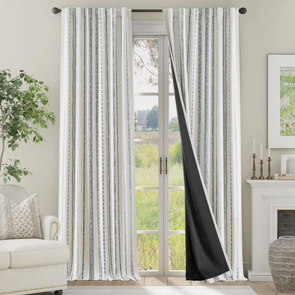 jinchan Boho Blackout Curtains 63 Inch Length Moon Phase Printed Drapes