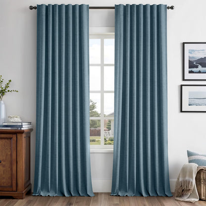 MIULEE 100% Blackout Linen Curtains for Bedroom 42 x 84 Inch Ivory 2 Panels