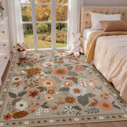 RELEANY Floral Washable 5x7 Area Rugs Pink