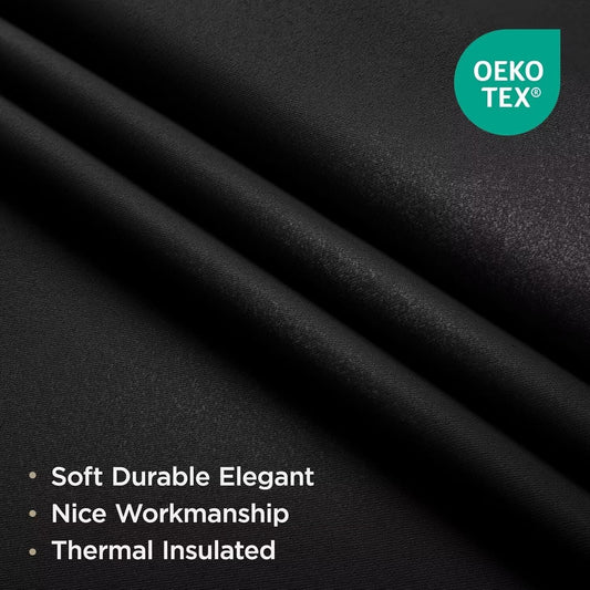 Joydeco Blackout Curtains for Bedroom, Black out curtains 96 inch long 2 Panels, Long Black Drapes with Rod Pocket Back Tab, Room Darkening Noise Reducing & Wrinkle-Free Drapes for Living Room Windows