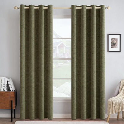 MIULEE 100% Blackout Linen Curtains for Bedroom 52x84 Inches Natural Beige