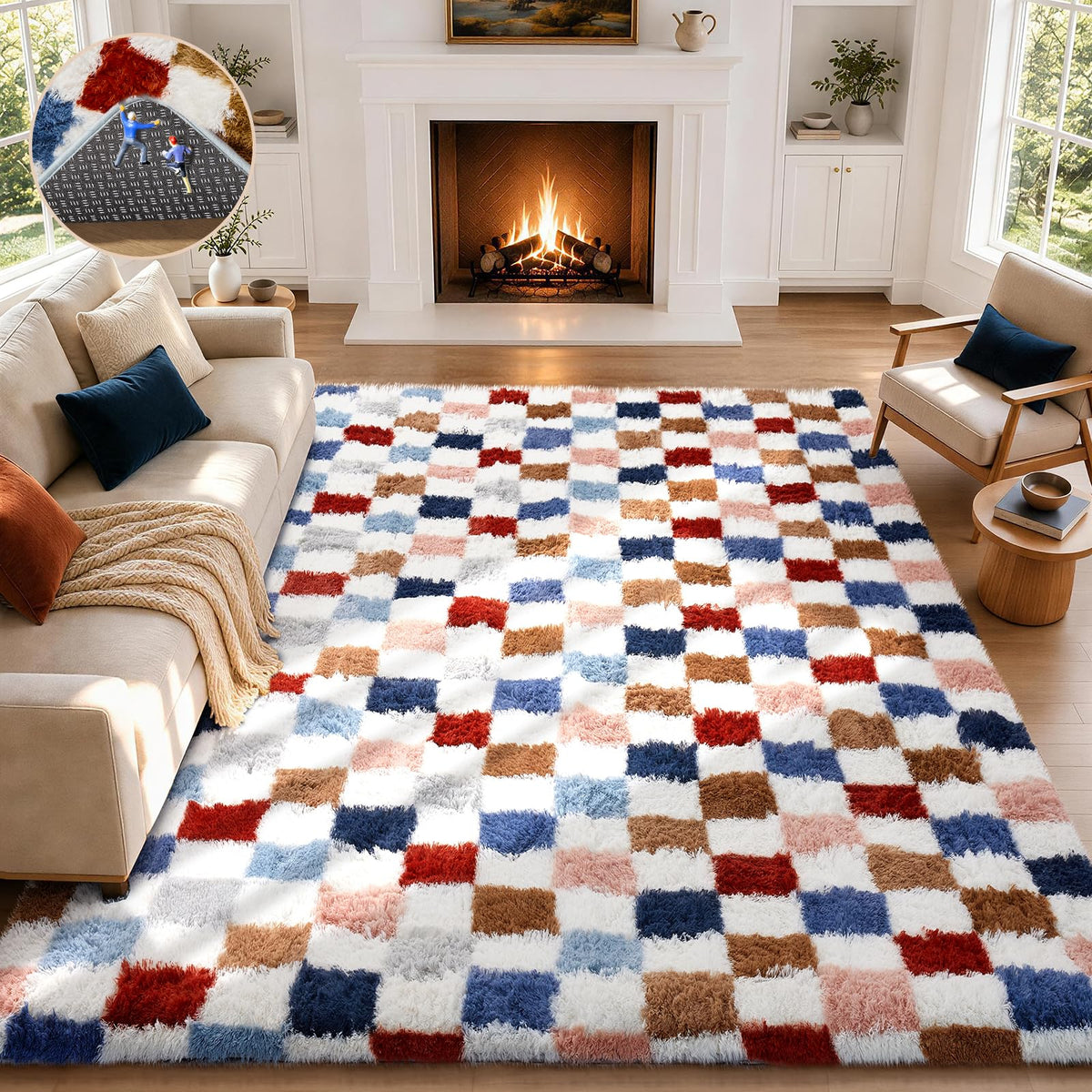 Ophanie Small Rug Upgrade Non Slip Throw Bedside Area Rugs, Fluffy Soft Grey Mini Bedroom Carpet, Affordable Door Entryway Indoor Inside Front Entrance Dog 2x3 Mat, Home Decor Aesthetic, Nursery