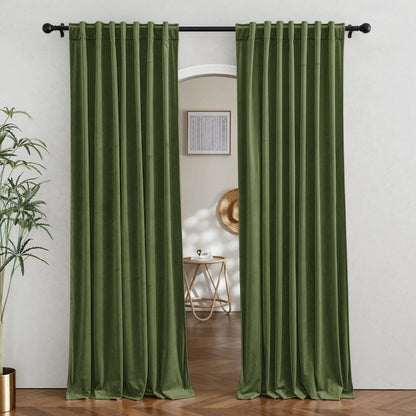 RYB HOME Blue Velvet Blackout Curtains for 84 inches Bedroom Living Room