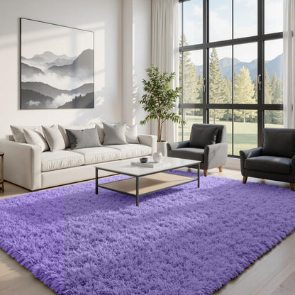 8x10 Fluffy Shag Area Rugs for Living Room Bedroom: Soft Plush Carpet Grey