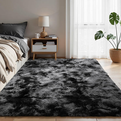 Zentavio 5x8 Area Rugs for Bedroom Fluffy Rugs for Living Room Carpet Large Fuzzy Soft Shag Aesthetic Plush High Pile Gray Throw Rug for Nursery Kids Room Dorm Waved Grey