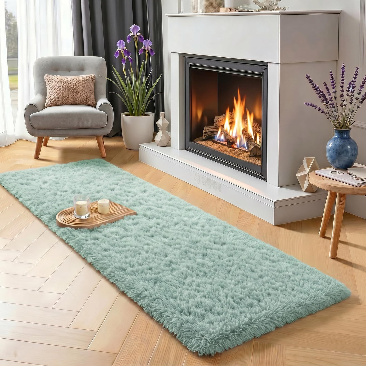 Fluffy Grey Rug for Bedroom 4x6, Modern Area Rugs for Kids Room Living Room