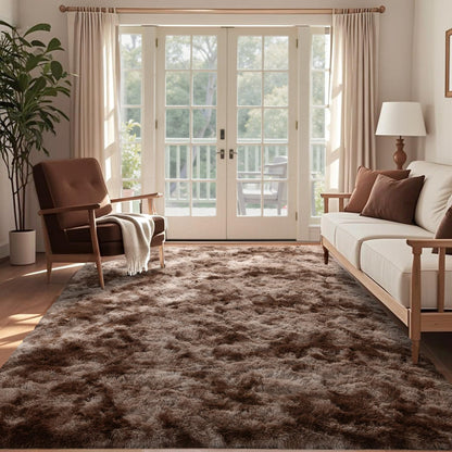 6x9 Ft Large Shag Rugs for Living Room Decor, Tie-Dyed Ultra Soft Fluffy Furry Area Rugs for Bedroom Indoor Floor, Aesthetic Carpet for Kids Home (Dark Grey)
