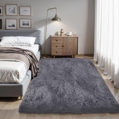 Pink Fluffy 4x6 Area Rugs for Bedroom Girls, Plush Washable Carpet