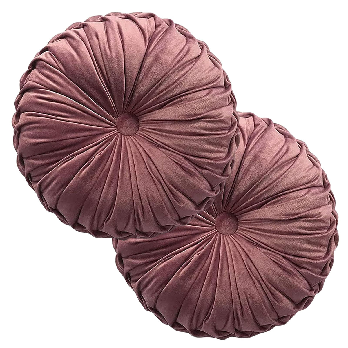 Teieas Round Throw Pillow Velvet Pleated Round Pillow Cushion Light Blue