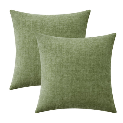 MIULEE Soft Chenille Throw Pillow Covers Sage Green 18x18 Inch Pack of 2
