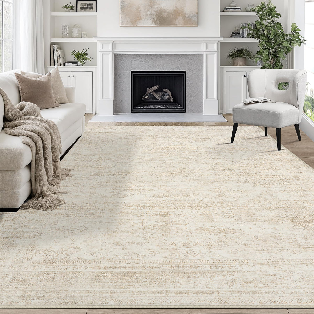 8x10 Area Rugs for Living Room Washable Bedroom Dining Room Blue Grey