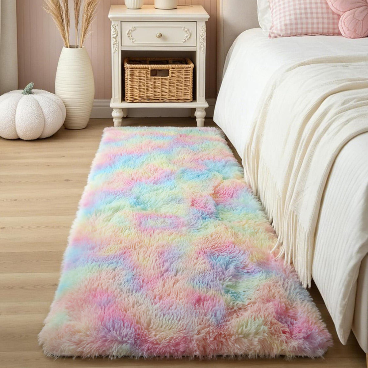 Pink Fluffy 4x6 Area Rugs for Bedroom Girls, Plush Washable Carpet