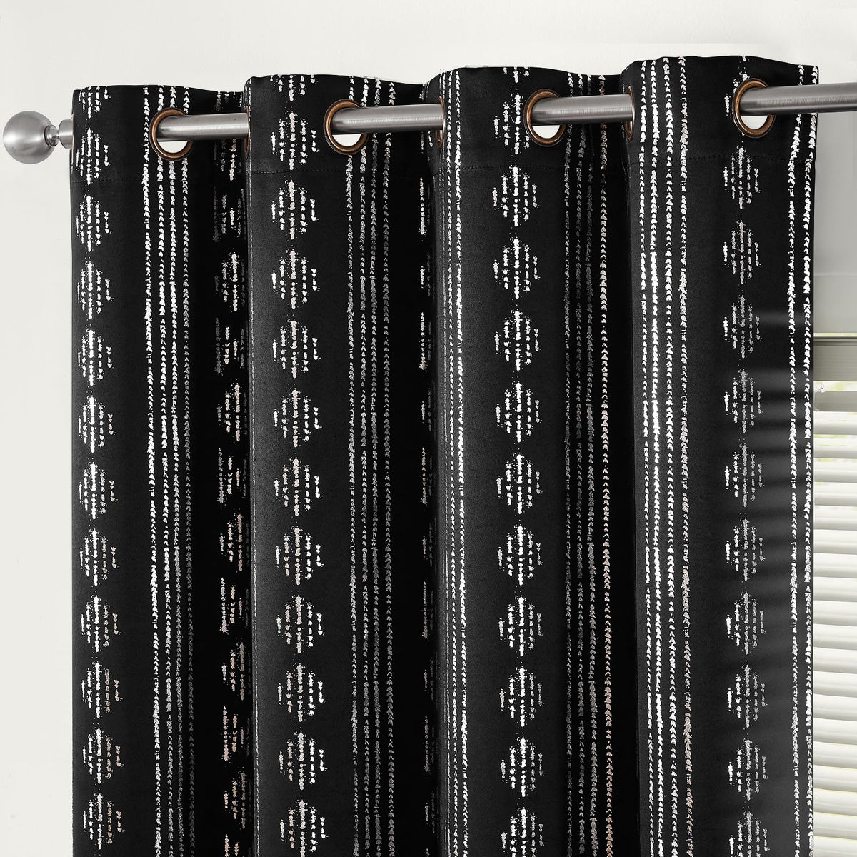 jinchan Boho Blackout Curtains 63 Inch Length Moon Phase Printed Drapes