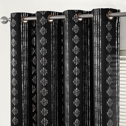 jinchan Boho Blackout Curtains 63 Inch Length Moon Phase Printed Drapes