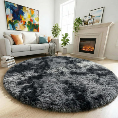 Amdrebio Pink Circle Round Fluffy Area Rug 4Ft for Girls Bedroom Kids Room