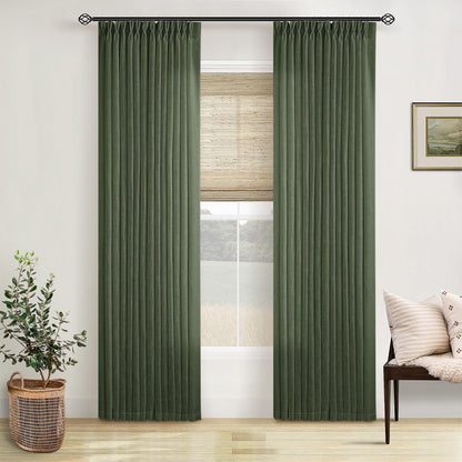 TWODRAPES Natural Pinch Pleated Linen Semi Sheer 84 Inch Curtains 2 Panels
