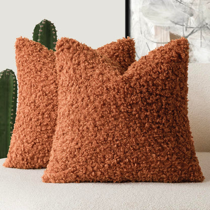 Foindtower Decorative Fuzzy Faux Fur Throw Pillow Covers 24x24 Inch Oatmeal