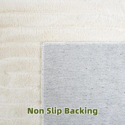 Beige Solid Area Rug 8x10, Washable Rugs for Living Room Bedroom