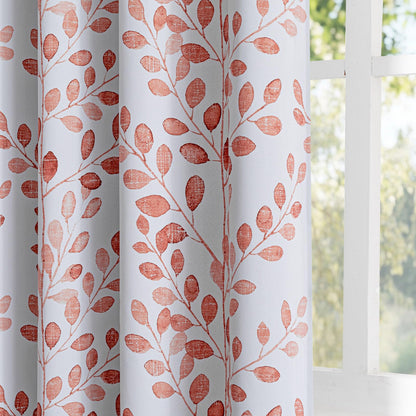 MYSKY HOME Grey Leaf Curtains 63 Inch Length for Bedroom Grommet 2 Panels