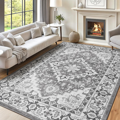 Lofus 5x7 Area Rugs for Living Room Bedroom, Soft Boho Carpet Floral Brown