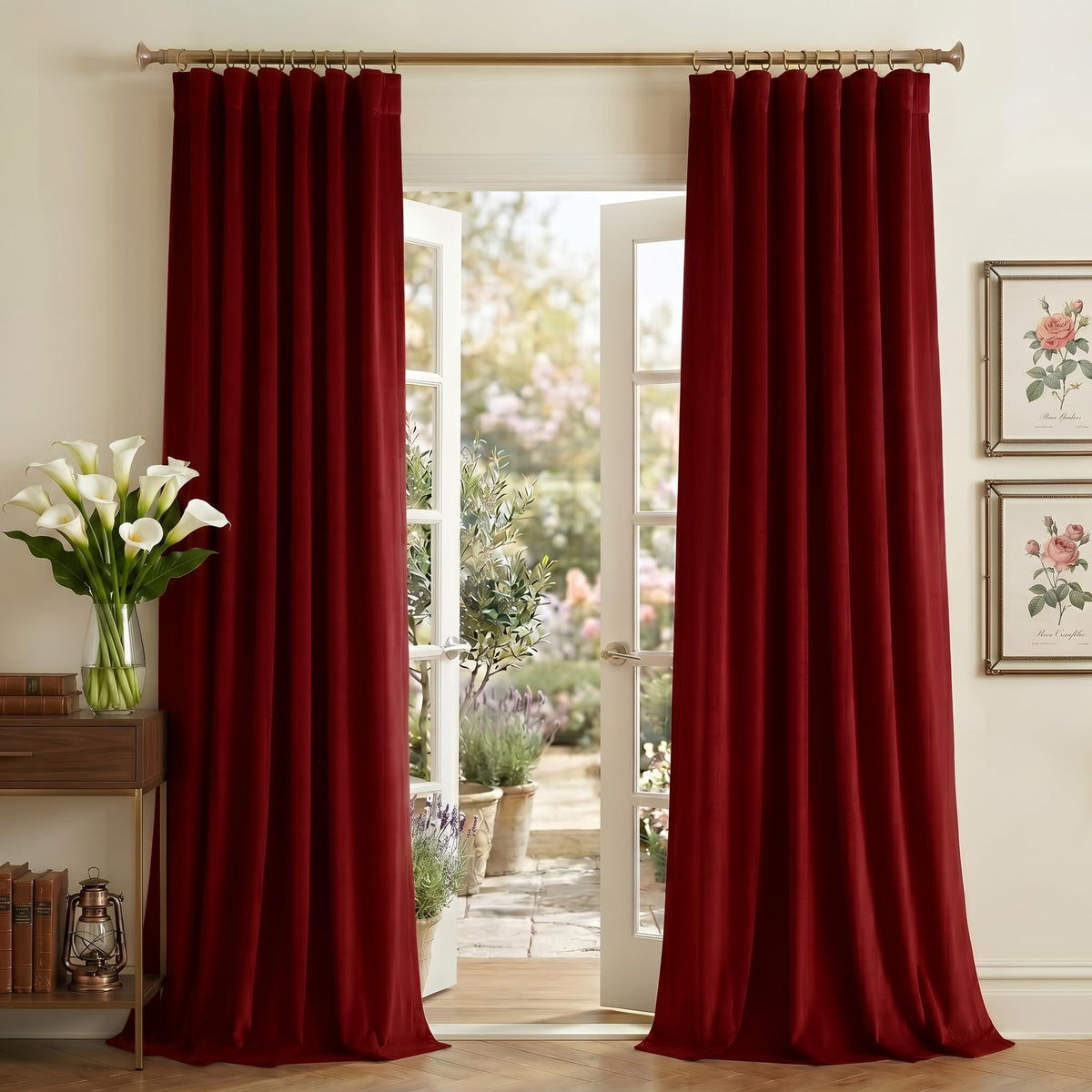 NICETOWN Olive Green Velvet Blackout Curtains 84" Long, 52" Wide, 2 Panels