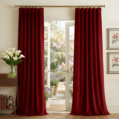 NICETOWN Olive Green Velvet Blackout Curtains 84" Long, 52" Wide, 2 Panels