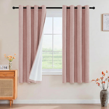 PrinceDeco Natural Linen Curtains 100% Blackout Linen Curtains for Bedroom Full Blackout Curtains 84 Inches Long Living Room Thermal Insulated Light Blocking Curtain Drapes White Backing, 2 Panels