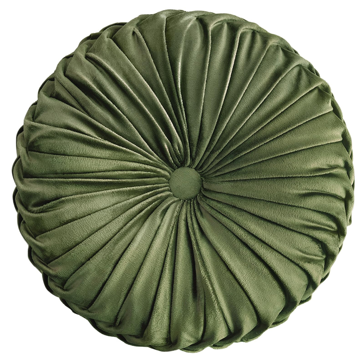 Teieas Round Throw Pillow Velvet Pleated Round Pillow Cushion Light Blue