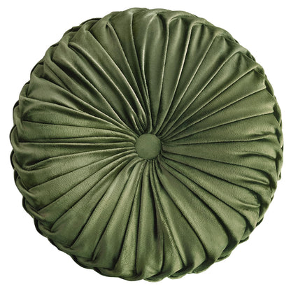 Teieas Round Throw Pillow Velvet Pleated Round Pillow Cushion Light Blue