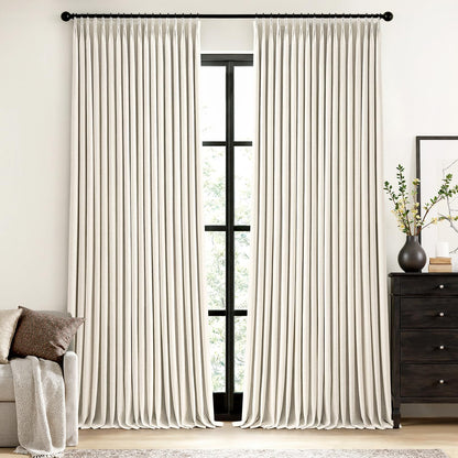 MIULEE Natural Pinch Pleated 100% Blackout Linen Curtains 40x84 Inches