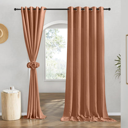 NICETOWN Natural Linen Curtains 84 inch Long 2 Panels Set, Grommet Top Thick Linen Burlap Semi Sheer Vertical Drapes Privacy Assured with Light Filtering for Bedroom/Living Room, W55 x L84