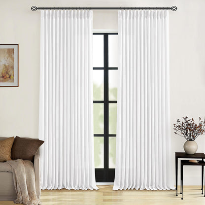 TWODRAPES Natural Pinch Pleated Linen Semi Sheer 84 Inch Curtains 2 Panels
