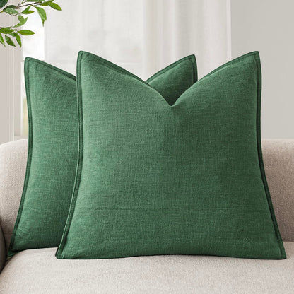 Foindtower Linen Solid Decorative Throw Pillow Covers 20x20 Natural Beige