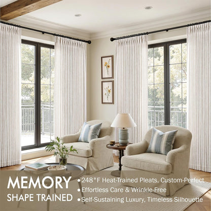 MIULEE Pinch Pleated Linen Curtains 90 Inches Long 2 Panels Natural