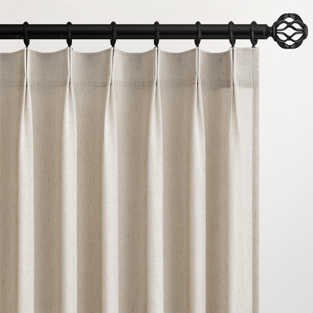 Topfinel Oatmeal Beige Pinch Pleated Curtains 84 Inches Long for Living Room 2 Panels Sets,Stone Washed Linen Earth Tone Decor Back Tab Boho Neutral Greige Earthy Sheer Curtain for Bedroom