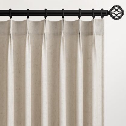 Topfinel Oatmeal Beige Pinch Pleated Curtains 84 Inches Long for Living Room 2 Panels Sets,Stone Washed Linen Earth Tone Decor Back Tab Boho Neutral Greige Earthy Sheer Curtain for Bedroom