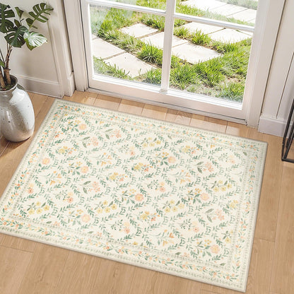 PLHXFR 8x10 Area Rug Living Room: Floral Washable Boho Carpet Dark Green