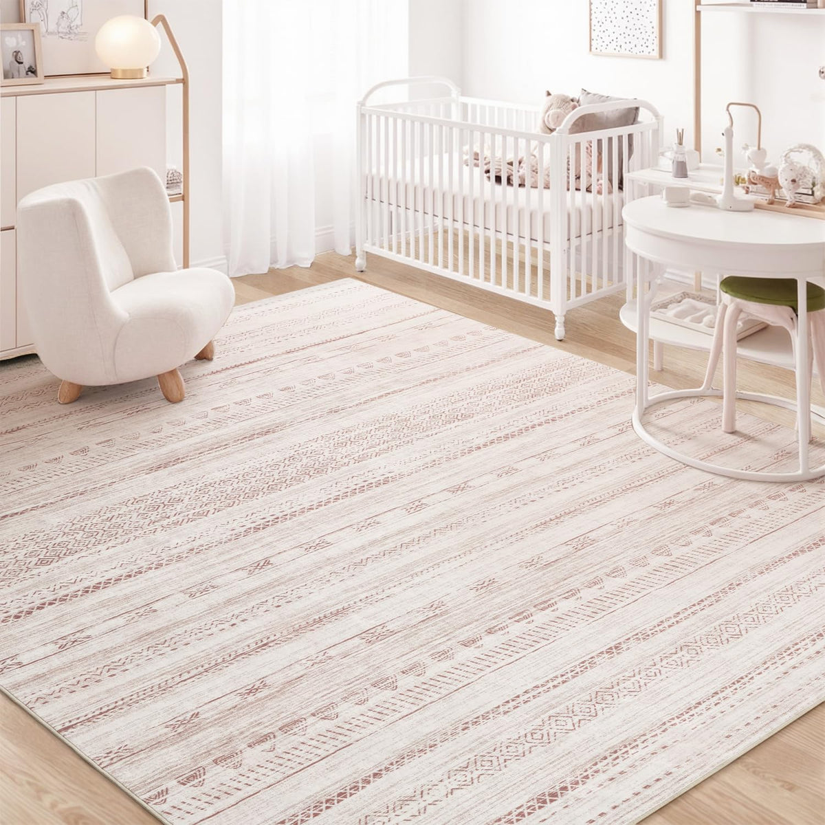 5x7 Area Rugs for Living Room Machine Washable Rug Distressed Indoor Carpet Neutral Moroccan Boho Rug Ultra Soft Area Rug for Bedroom Dining Room Playroom Office, Grey