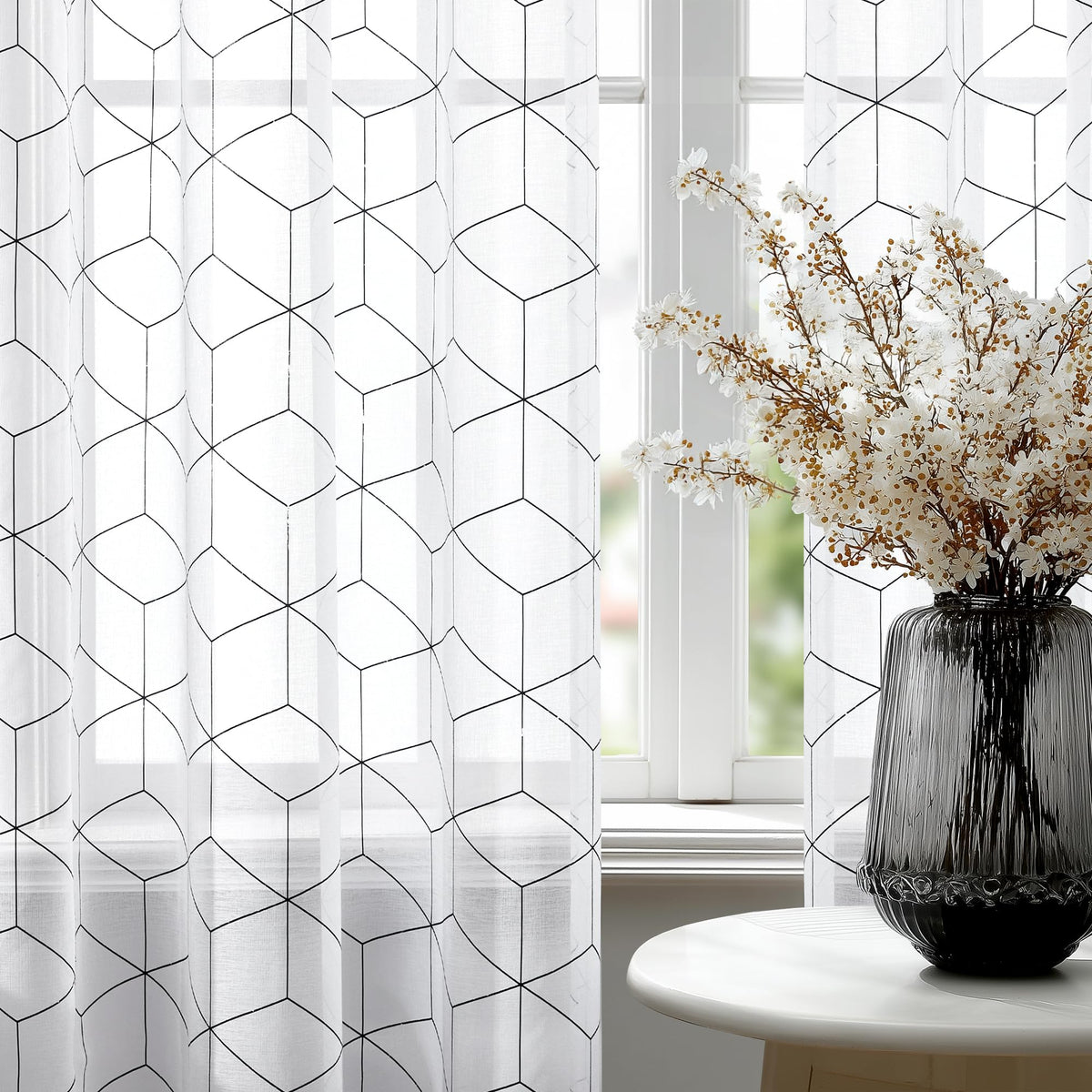 Deconovo Light Filtering Sheer Curtains 72 Inches Long for Living Room
