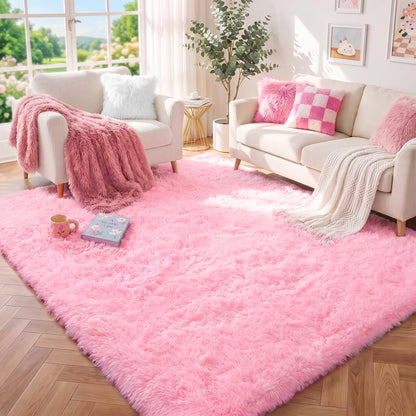 Fluffy Grey Rug for Bedroom 4x6, Modern Area Rugs for Kids Room Living Room
