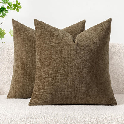 MIULEE Soft Chenille Throw Pillow Covers Sage Green 18x18 Inch Pack of 2