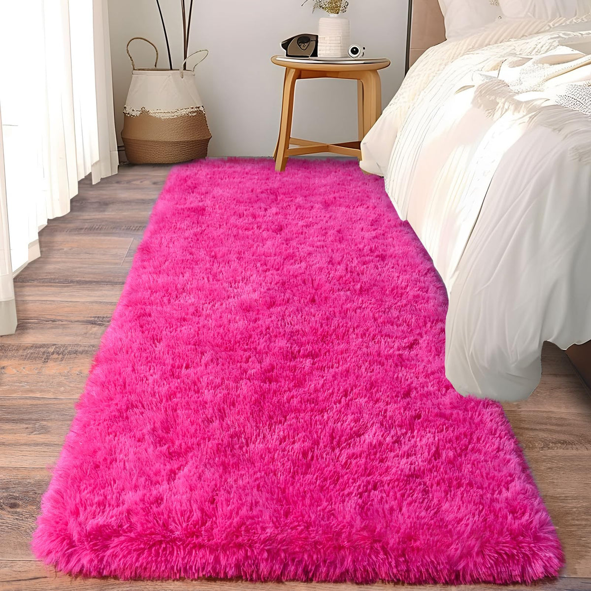 Ultra Soft Runner Rugs for Bedroom Hallways with Upgraded Non-Slip Rubber Backing & Thick Memory Sponge, 2x6 Feet Fluffy Shag Throw Area Rug for Bedside Dorm Dark Grey