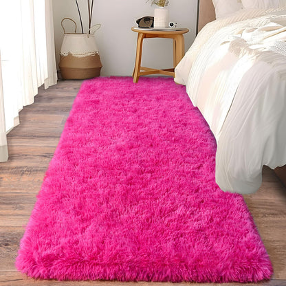 Ultra Soft Runner Rugs for Bedroom Hallways with Upgraded Non-Slip Rubber Backing & Thick Memory Sponge, 2x6 Feet Fluffy Shag Throw Area Rug for Bedside Dorm Dark Grey