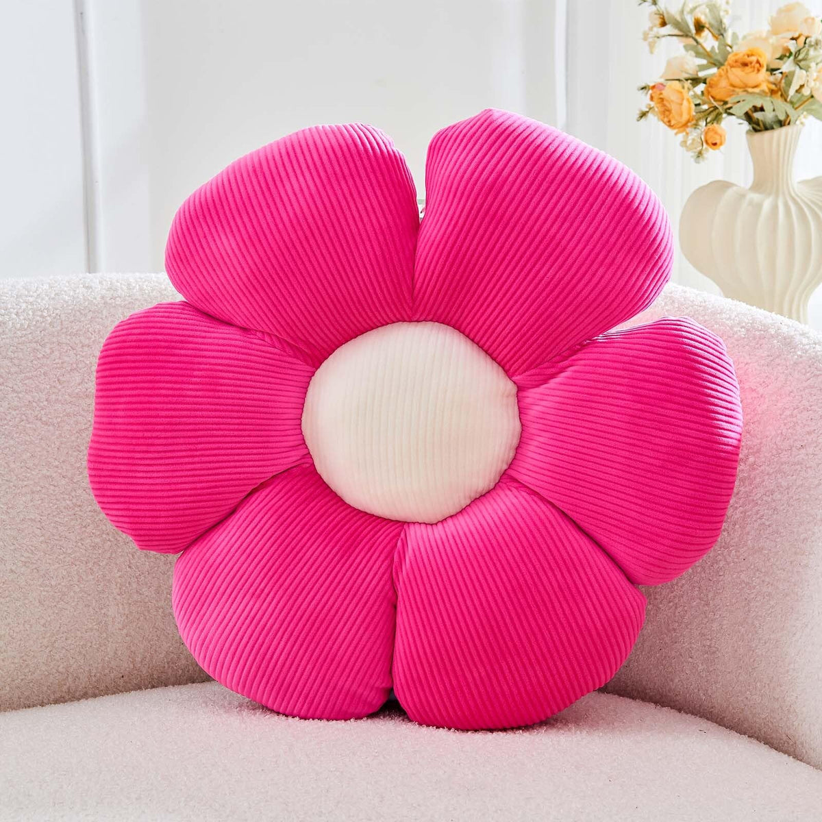 Kcvvcr Flower Throw Pillow, Soft White 14.9" Shaped Floor Pillow for Home Decor, Cute Aesthetic Plush Decorative Pillows for Bed, Sofa, Couch