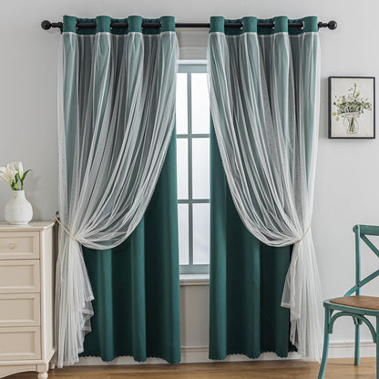 Anytime Double Layer Blackout Curtains 2 Panels，52Wx84L，Greyish White